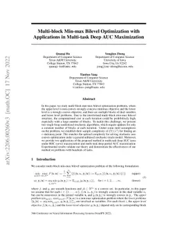 Multi-block Min-max Bilevel Optimization with Applications in Multi-task
  Deep AUC Maximization