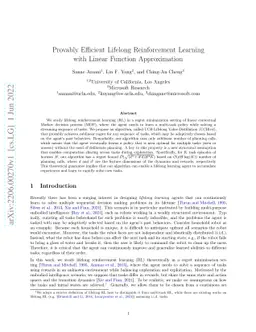 Provably Efficient Lifelong Reinforcement Learning with Linear Function
  Approximation