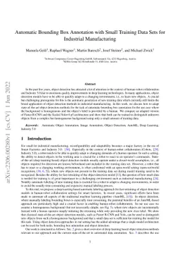 Automatic Bounding Box Annotation with Small Training Data Sets for
  Industrial Manufacturing