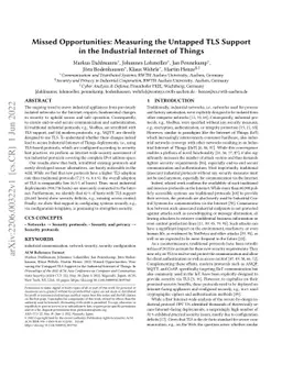 Missed Opportunities: Measuring the Untapped TLS Support in the
  Industrial Internet of Things