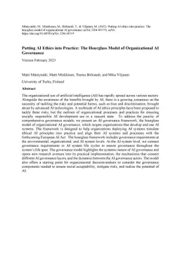 Putting AI Ethics into Practice: The Hourglass Model of Organizational
  AI Governance