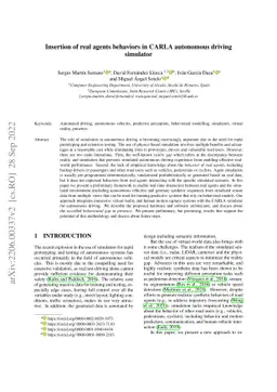 Insertion of real agents behaviors in CARLA autonomous driving simulator