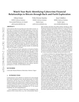 Watch Your Back: Identifying Cybercrime Financial Relationships in
  Bitcoin through Back-and-Forth Exploration