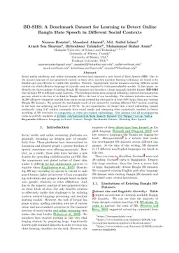 BD-SHS: A Benchmark Dataset for Learning to Detect Online Bangla Hate
  Speech in Different Social Contexts