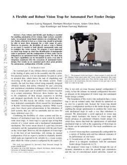 A Flexible and Robust Vision Trap for Automated Part Feeder Design