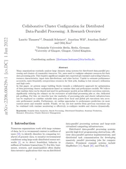 Collaborative Cluster Configuration for Distributed Data-Parallel
  Processing: A Research Overview