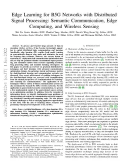 Edge Learning for B5G Networks with Distributed Signal Processing:
  Semantic Communication, Edge Computing, and Wireless Sensing