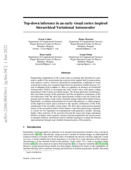 Top-down inference in an early visual cortex inspired hierarchical
  Variational Autoencoder
