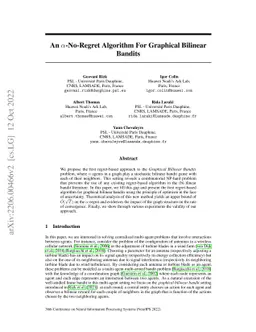 An $α$-No-Regret Algorithm For Graphical Bilinear Bandits