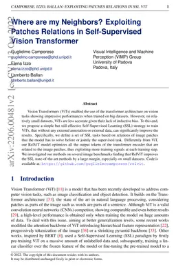 Where are my Neighbors? Exploiting Patches Relations in Self-Supervised
  Vision Transformer