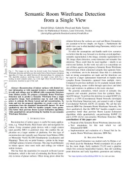 Semantic Room Wireframe Detection from a Single View