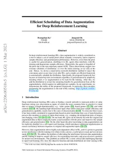 Efficient Scheduling of Data Augmentation for Deep Reinforcement
  Learning