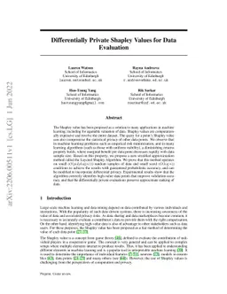 Differentially Private Shapley Values for Data Evaluation
