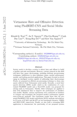 Vietnamese Hate and Offensive Detection using PhoBERT-CNN and Social
  Media Streaming Data