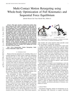 Multi-Contact Motion Retargeting using Whole-body Optimization of Full
  Kinematics and Sequential Force Equilibrium