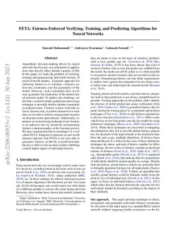 FETA: Fairness Enforced Verifying, Training, and Predicting Algorithms
  for Neural Networks