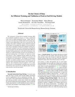 On the Choice of Data for Efficient Training and Validation of
  End-to-End Driving Models