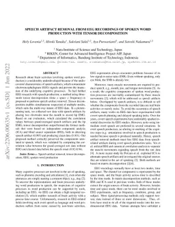 Speech Artifact Removal from EEG Recordings of Spoken Word Production
  with Tensor Decomposition