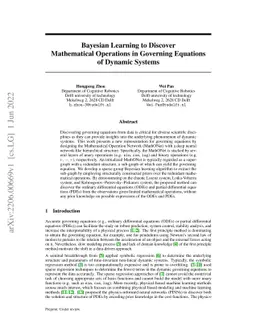 Bayesian Learning to Discover Mathematical Operations in Governing
  Equations of Dynamic Systems