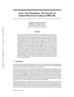 Know Your Boundaries: The Necessity of Explicit Behavioral Cloning in
  Offline RL