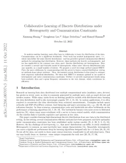 Collaborative Learning of Discrete Distributions under Heterogeneity and
  Communication Constraints
