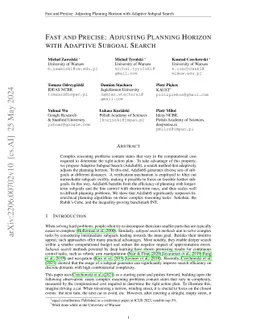 Fast and Precise: Adjusting Planning Horizon with Adaptive Subgoal
  Search
