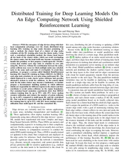 Distributed Training for Deep Learning Models On An Edge Computing
  Network Using ShieldedReinforcement Learning