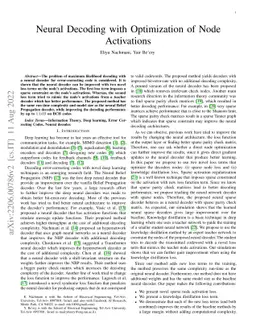 Neural Decoding with Optimization of Node Activations