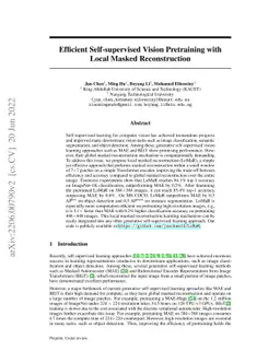 Efficient Self-supervised Vision Pretraining with Local Masked Reconstruction