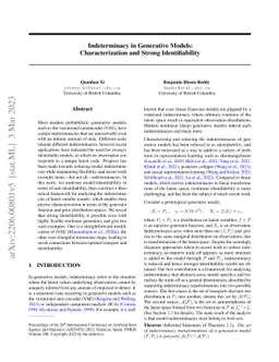 Indeterminacy in Generative Models: Characterization and Strong
  Identifiability