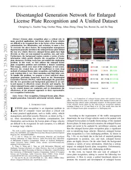 Disentangled Generation Network for Enlarged License Plate Recognition
  and A Unified Dataset