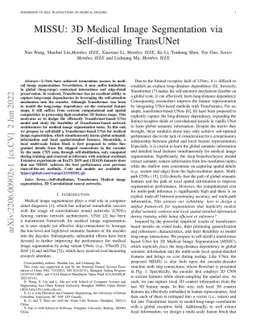 MISSU: 3D Medical Image Segmentation via Self-distilling TransUNet