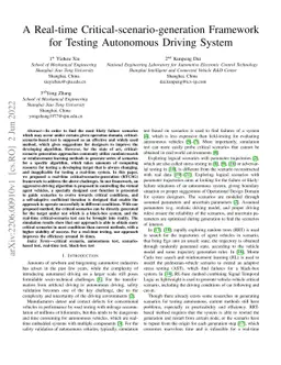 A Real-time Critical-scenario-generation Framework for Testing
  Autonomous Driving System