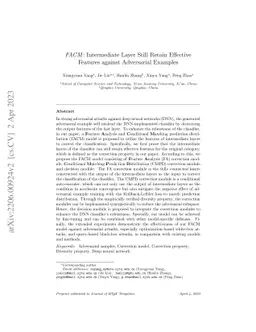 FACM: Intermediate Layer Still Retain Effective Features against
  Adversarial Examples