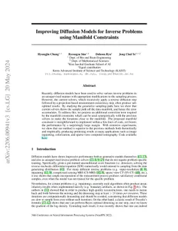 Improving Diffusion Models for Inverse Problems using Manifold
  Constraints