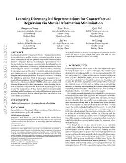 Learning Disentangled Representations for Counterfactual Regression via
  Mutual Information Minimization
