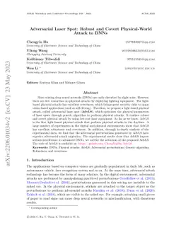 Adversarial Laser Spot: Robust and Covert Physical-World Attack to DNNs