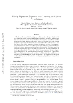 Weakly Supervised Representation Learning with Sparse Perturbations