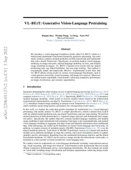 VL-BEiT: Generative Vision-Language Pretraining