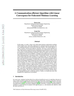 A Communication-efficient Algorithm with Linear Convergence for
  Federated Minimax Learning