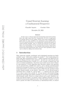 Causal Structure Learning: a Combinatorial Perspective
