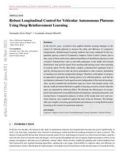 Robust Longitudinal Control for Vehicular Autonomous Platoons Using Deep
  Reinforcement Learning
