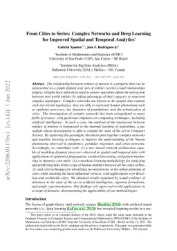 From Cities to Series: Complex Networks and Deep Learning for Improved
  Spatial and Temporal Analytics*