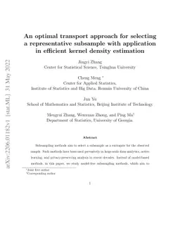 An optimal transport approach for selecting a representative subsample
  with application in efficient kernel density estimation