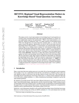 REVIVE: Regional Visual Representation Matters in Knowledge-Based Visual
  Question Answering