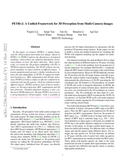 PETRv2: A Unified Framework for 3D Perception from Multi-Camera Images