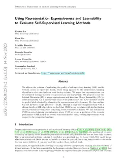 Using Representation Expressiveness and Learnability to Evaluate
  Self-Supervised Learning Methods