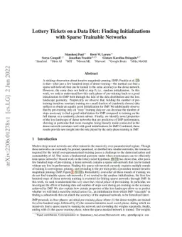 Lottery Tickets on a Data Diet: Finding Initializations with Sparse
  Trainable Networks