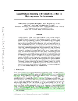 Decentralized Training of Foundation Models in Heterogeneous
  Environments