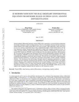 A memory-efficient neural ODE framework based on high-level adjoint
  differentiation